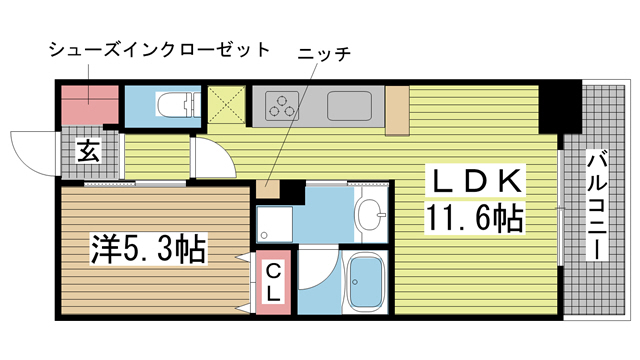 神戸市中央区加納町(JR東海道本線(近畿)三ノ宮)のマンション賃貸物件 間取画像