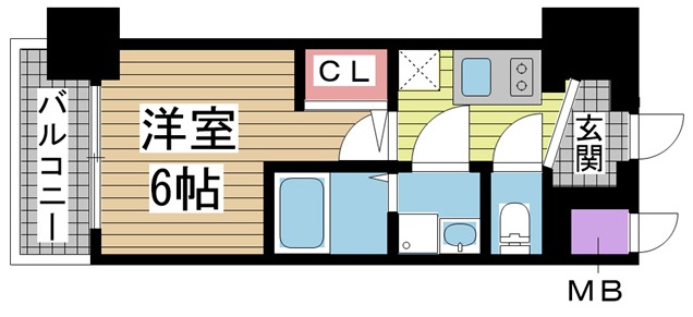 神戸市中央区楠町(JR東海道本線(近畿)神戸)のマンション賃貸物件 間取画像