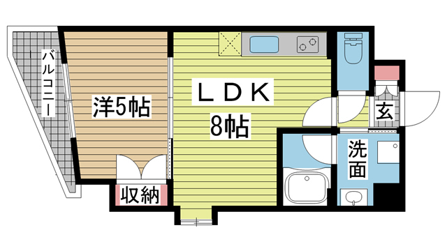 神戸市中央区下山手通(神戸高速線花隈)のマンション賃貸物件 間取画像