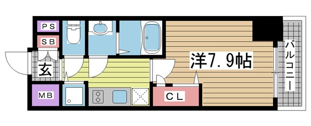 神戸市兵庫区新開地(JR東海道本線(近畿)神戸)のマンション賃貸物件 間取画像