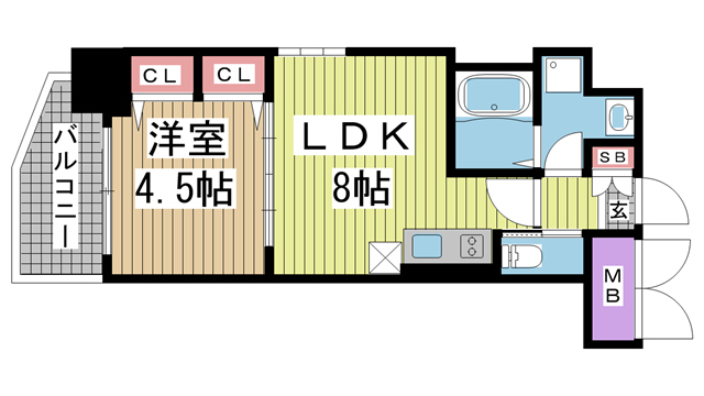 神戸市中央区加納町(JR東海道本線(近畿)三ノ宮)のマンション賃貸物件 間取画像