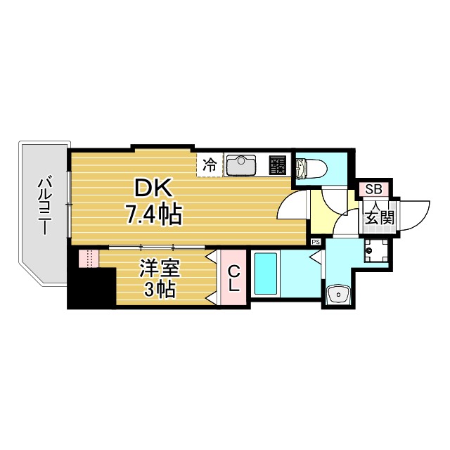 神戸市兵庫区新開地(JR東海道本線(近畿)神戸)のマンション賃貸物件 間取画像