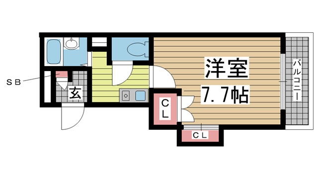 神戸市灘区六甲町(JR東海道本線(近畿)六甲道)のマンション賃貸物件 間取画像