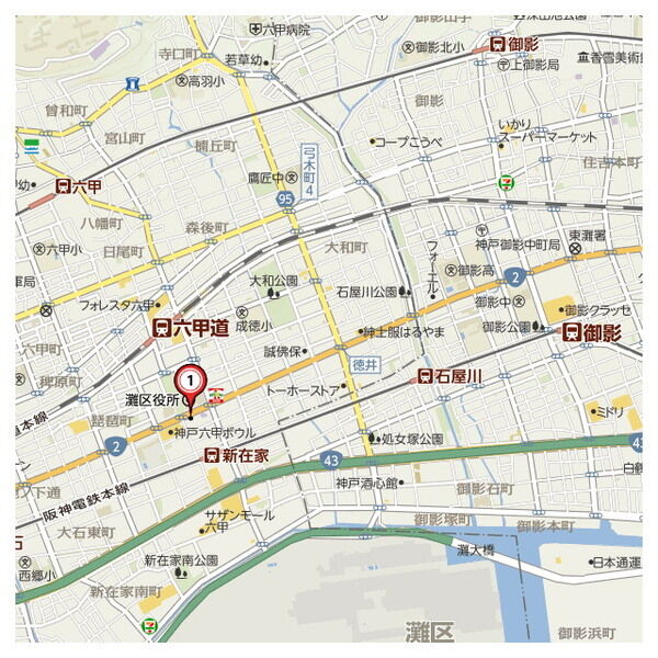 神戸市灘区友田町(JR東海道本線(近畿)六甲道)のマンション賃貸物件 間取画像