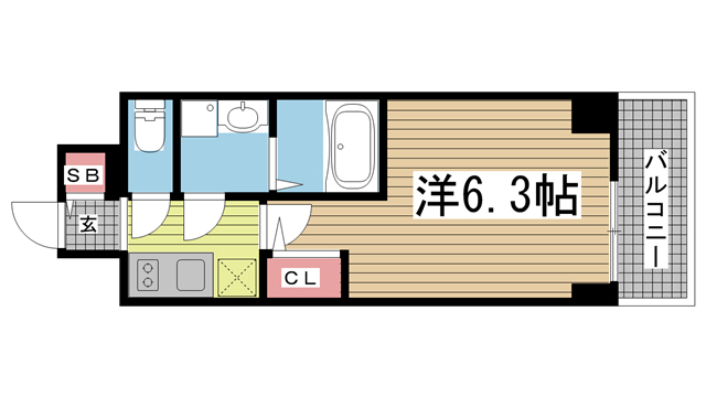 神戸市兵庫区西多聞通(JR東海道本線(近畿)神戸)のマンション賃貸物件 間取画像