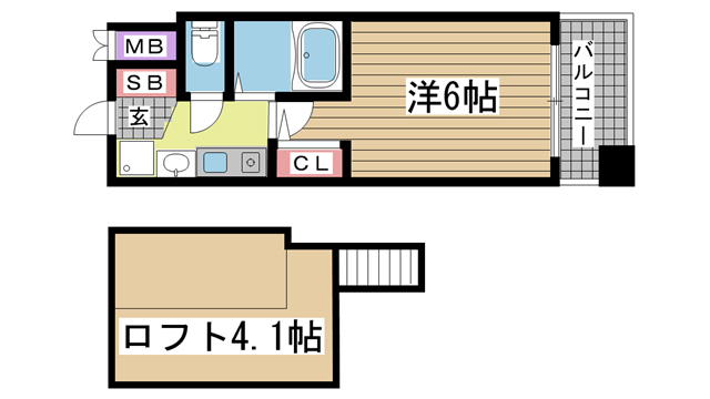 神戸市中央区琴ノ緒町(JR東海道本線(近畿)三ノ宮)のマンション賃貸物件 間取画像