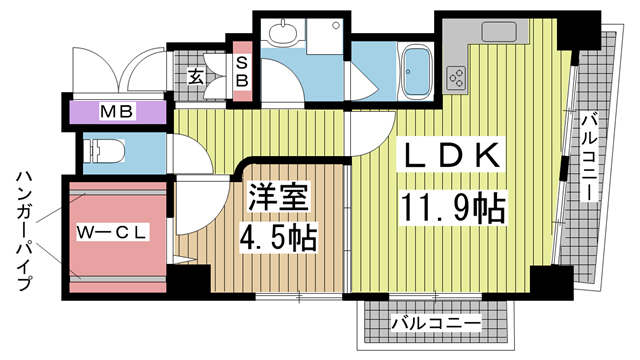 神戸市中央区坂口通(JR東海道本線(近畿)灘)のマンション賃貸物件 間取画像