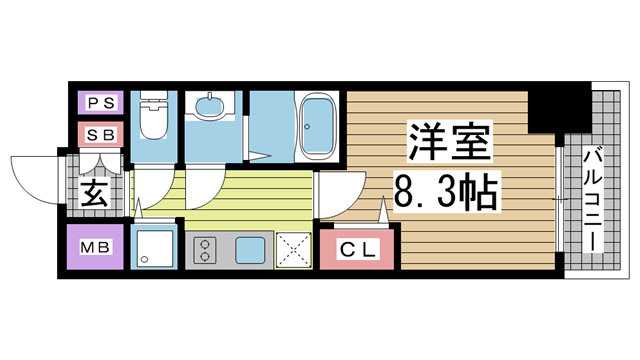 神戸市兵庫区新開地(JR東海道本線(近畿)神戸)のマンション賃貸物件 間取画像