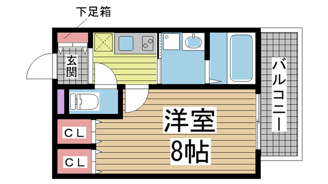 神戸市兵庫区塚本通(神戸高速線新開地)のマンション賃貸物件 間取画像