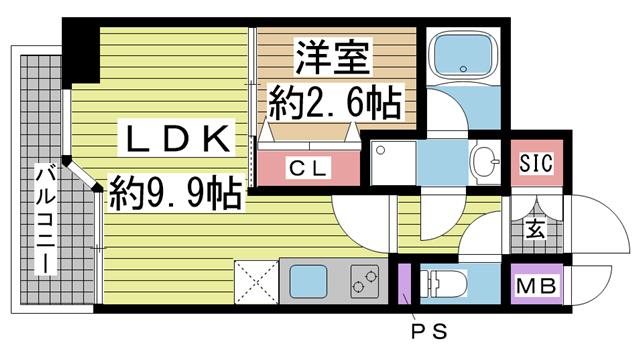 神戸市兵庫区本町(JR東海道本線(近畿)神戸)のマンション賃貸物件 間取画像