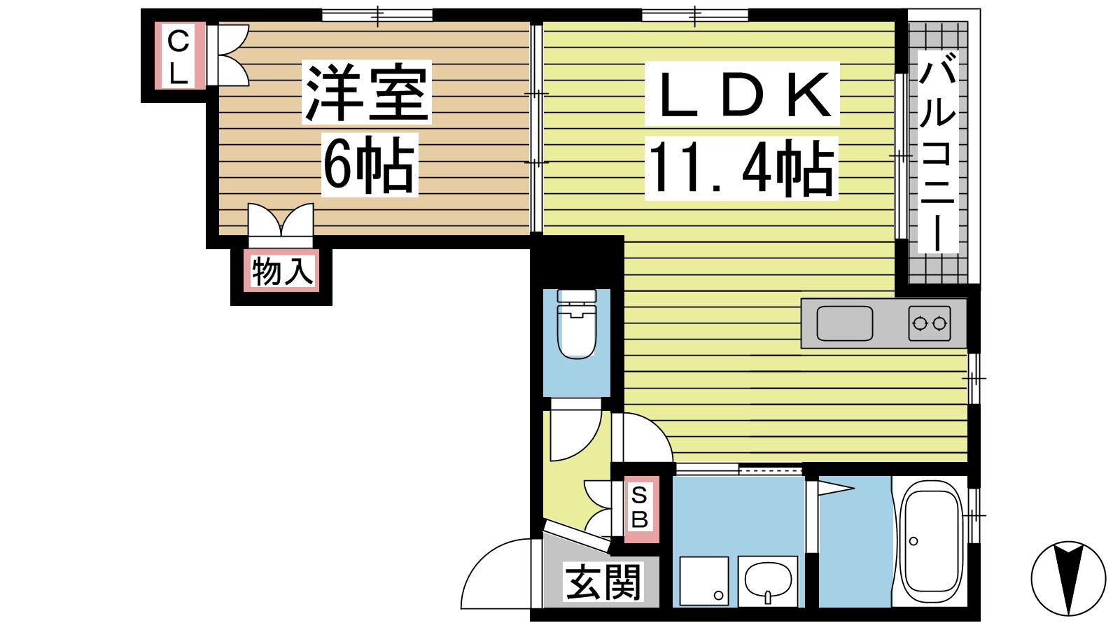 神戸市灘区六甲町(JR東海道本線(近畿)六甲道)のマンション賃貸物件 間取画像
