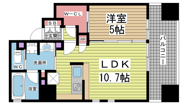 神戸市兵庫区水木通(JR山陽本線兵庫)のマンション賃貸物件 間取画像