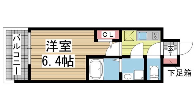 神戸市兵庫区船大工町(神戸市営地下鉄海岸線中央市場前)のマンション賃貸物件 間取画像