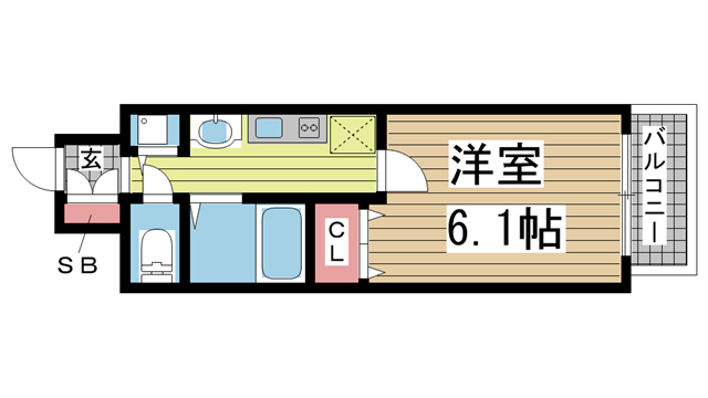 神戸市中央区二宮町(JR東海道本線(近畿)三ノ宮)のマンション賃貸物件 間取画像