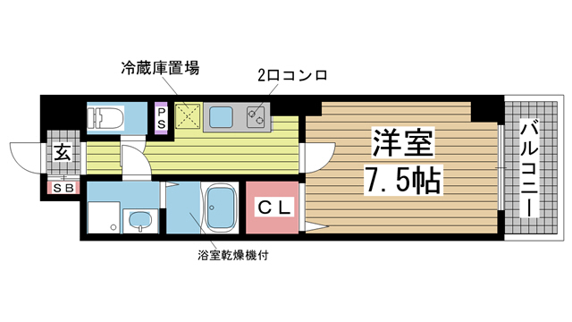 神戸市中央区元町通(JR東海道本線(近畿)元町)のマンション賃貸物件 間取画像