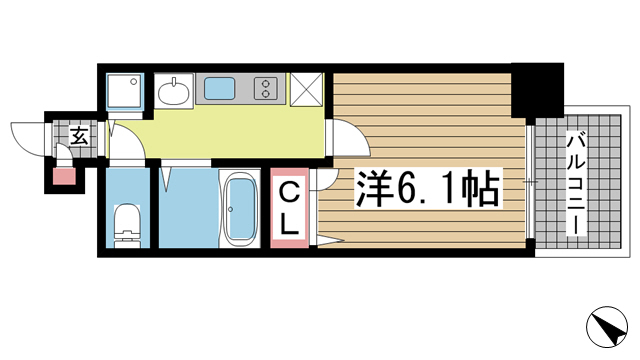 神戸市中央区琴ノ緒町(JR東海道本線(近畿)三ノ宮)のマンション賃貸物件 間取画像