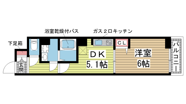 神戸市兵庫区大開通(神戸高速線新開地)のマンション賃貸物件 間取画像