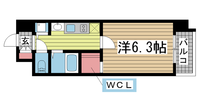 神戸市中央区二宮町(JR東海道本線(近畿)三ノ宮)のマンション賃貸物件 間取画像