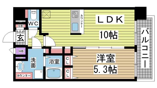 神戸市兵庫区中道通(JR東海道本線(近畿)神戸)のマンション賃貸物件 間取画像