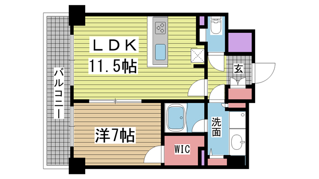 神戸市兵庫区西出町(JR東海道本線(近畿)神戸)のマンション賃貸物件 間取画像