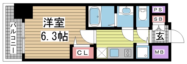 神戸市兵庫区新開地(JR東海道本線(近畿)神戸)のマンション賃貸物件 間取画像