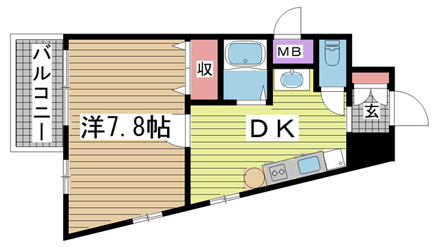 神戸市中央区生田町(神戸市営地下鉄線新神戸)のマンション賃貸物件 間取画像