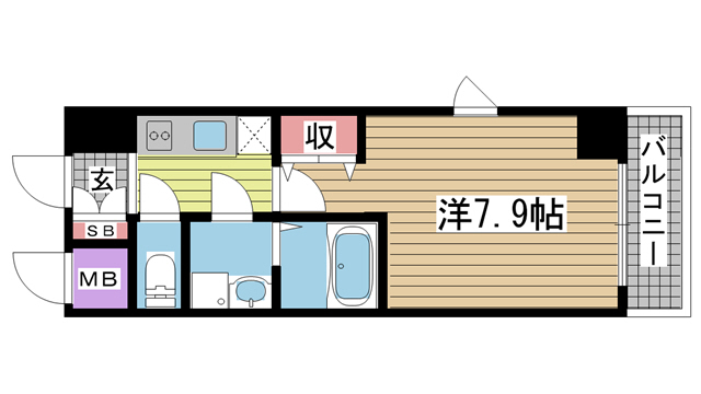 神戸市中央区旭通(JR東海道本線(近畿)三ノ宮)のマンション賃貸物件 間取画像