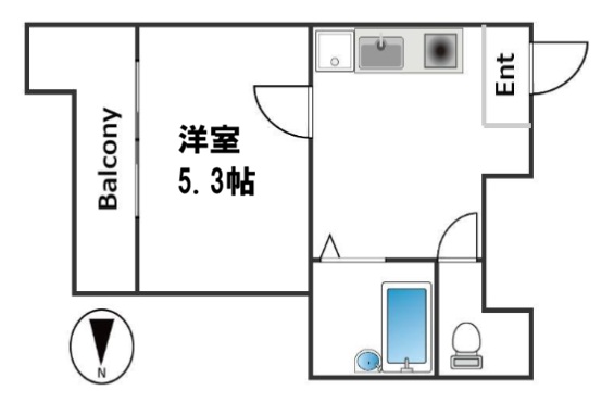 神戸市中央区二宮町(JR東海道本線(近畿)三ノ宮)のマンション賃貸物件 間取画像