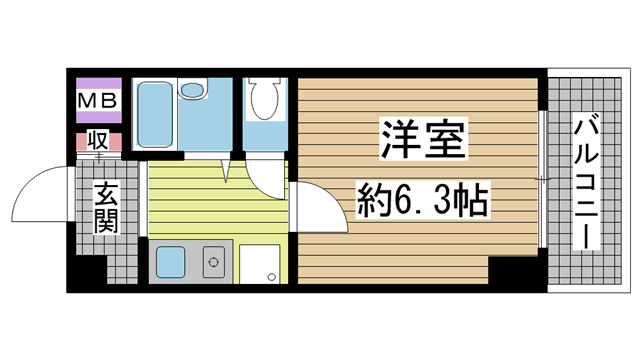 神戸市中央区二宮町(JR東海道本線(近畿)三ノ宮)のマンション賃貸物件 間取画像