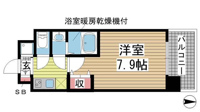 神戸市中央区生田町(JR東海道本線(近畿)三ノ宮)のマンション賃貸物件 間取画像