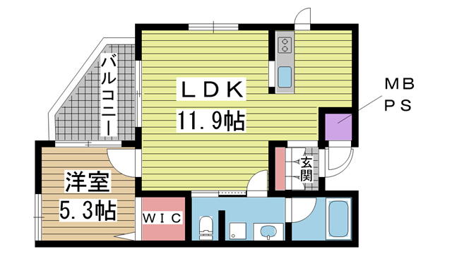 神戸市中央区元町通(JR東海道本線(近畿)元町)のマンション賃貸物件 間取画像