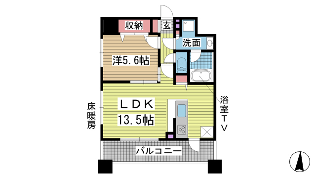 神戸市灘区琵琶町(JR東海道本線(近畿)六甲道)のマンション賃貸物件 間取画像