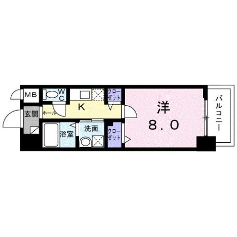神戸市中央区御幸通(JR東海道本線(近畿)三ノ宮)のマンション賃貸物件 間取画像