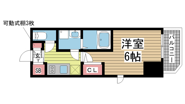神戸市中央区楠町(JR東海道本線(近畿)神戸)のマンション賃貸物件 間取画像