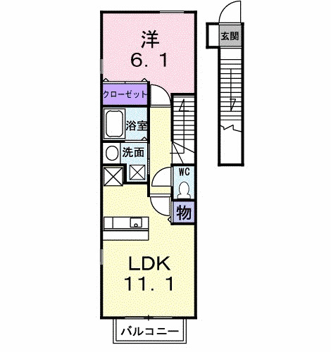 明石市大久保町大窪(JR山陽本線大久保)のアパート賃貸物件 間取画像