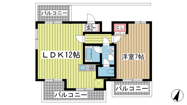 神戸市中央区八雲通(阪急神戸線春日野道)のマンション賃貸物件 間取画像