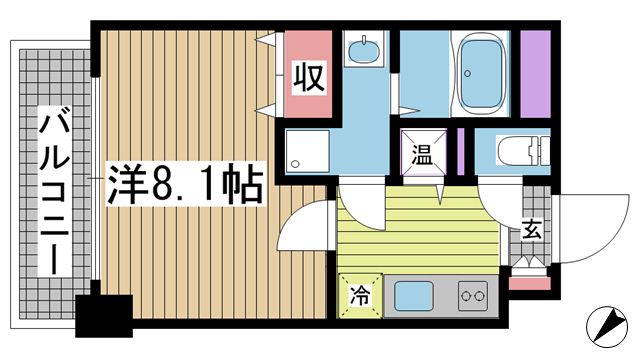 神戸市中央区八雲通(JR東海道本線(近畿)三ノ宮)のマンション賃貸物件 間取画像