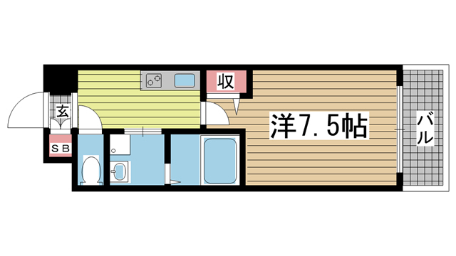 神戸市中央区磯上通(JR東海道本線(近畿)三ノ宮)のマンション賃貸物件 間取画像