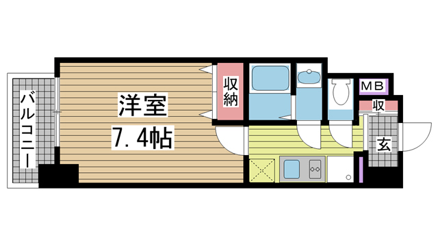 神戸市中央区御幸通(JR東海道本線(近畿)三ノ宮)のマンション賃貸物件 間取画像