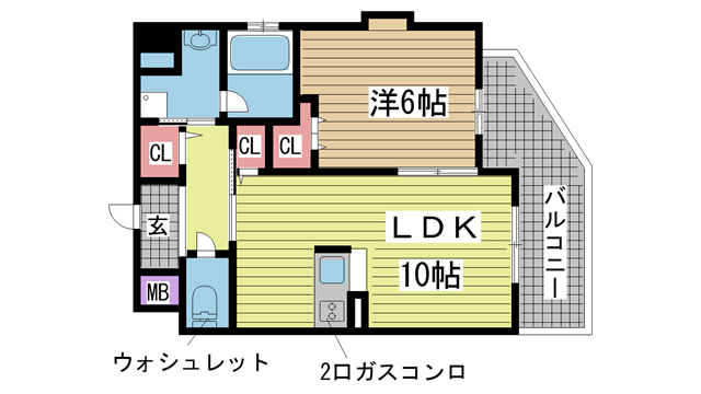 神戸市東灘区住吉本町(JR東海道本線(近畿)住吉)のマンション賃貸物件 間取画像