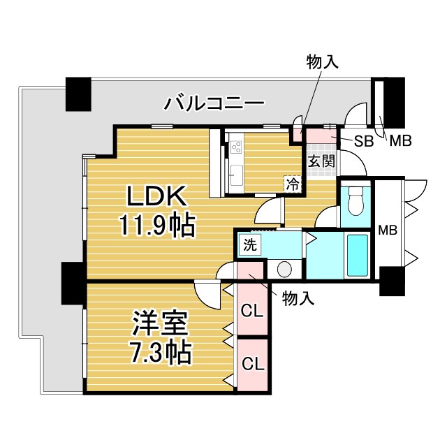 神戸市東灘区向洋町中(六甲アイランド線アイランド北口)のマンション賃貸物件 間取画像