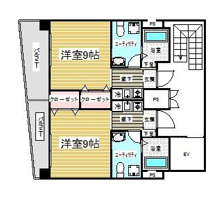 神戸市中央区生田町(神戸市営地下鉄線新神戸)のマンション賃貸物件 間取画像