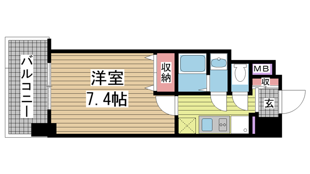 神戸市中央区御幸通(JR東海道本線(近畿)三ノ宮)のマンション賃貸物件 間取画像