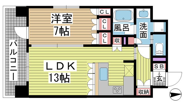 神戸市中央区磯辺通(JR東海道本線(近畿)三ノ宮)のマンション賃貸物件 間取画像