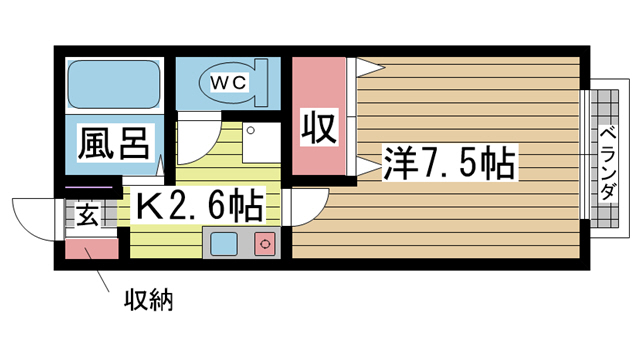 神戸市兵庫区会下山町(神戸電鉄有馬線湊川)のアパート賃貸物件 間取画像