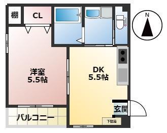 神戸市中央区日暮通(阪神本線春日野道)のマンション賃貸物件 間取画像