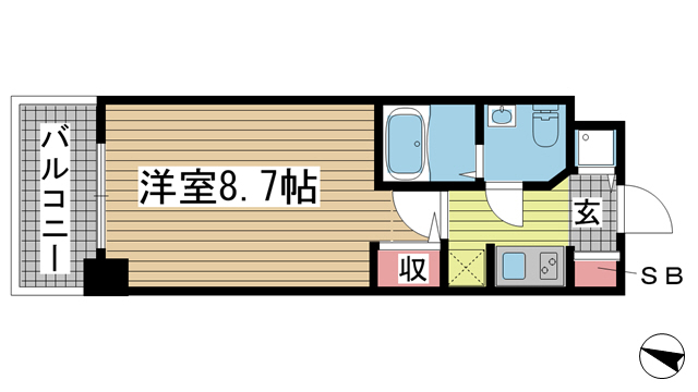 神戸市中央区磯上通(JR東海道本線(近畿)三ノ宮)のマンション賃貸物件 間取画像