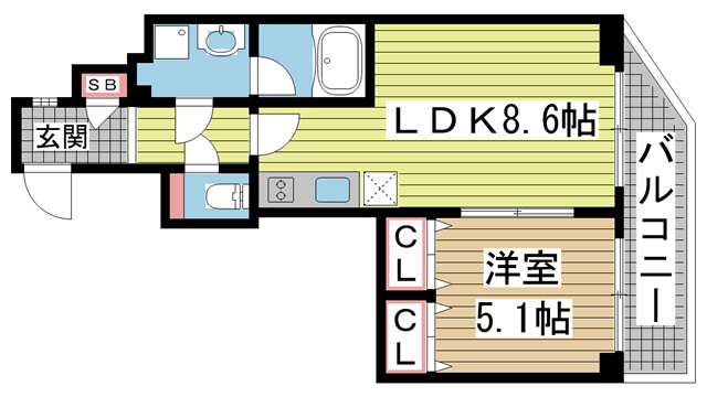 神戸市中央区海岸通(JR東海道本線(近畿)神戸)のマンション賃貸物件 間取画像