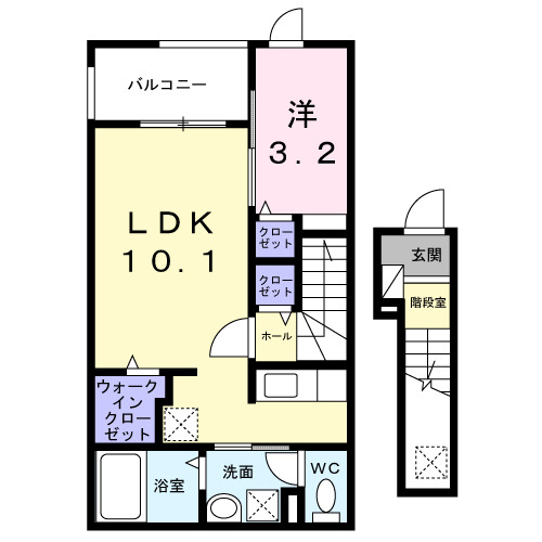 西宮市上ケ原六番町(阪急今津線甲東園)のアパート賃貸物件 間取画像