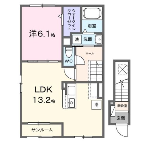 西宮市東鳴尾町(阪神武庫川線東鳴尾)のアパート賃貸物件 間取画像